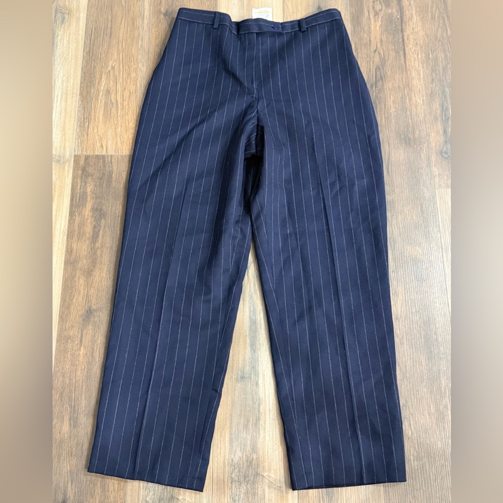 Classic Navy Pinstripe Dress Pants